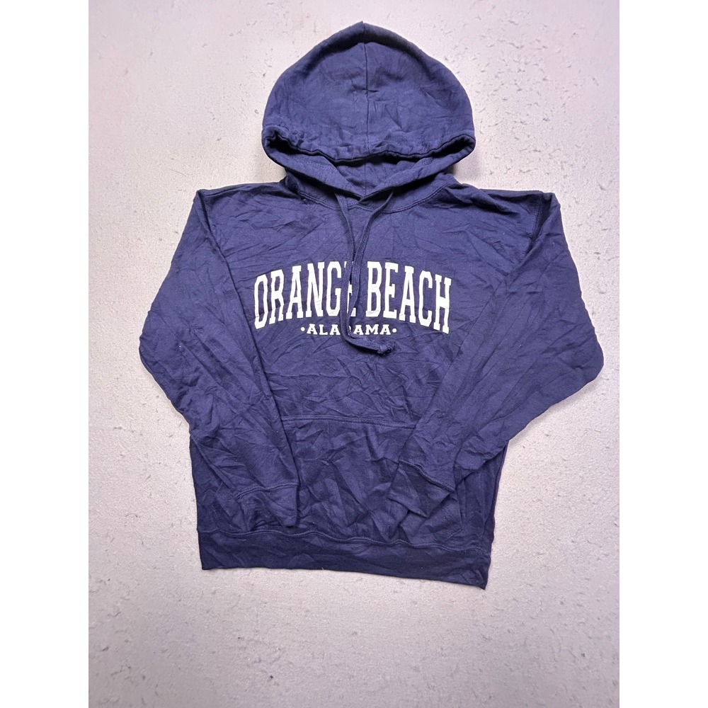 ESY Surf Co Orange Beach Hoodie Cotton Polyester Navy Blue Small Unisex